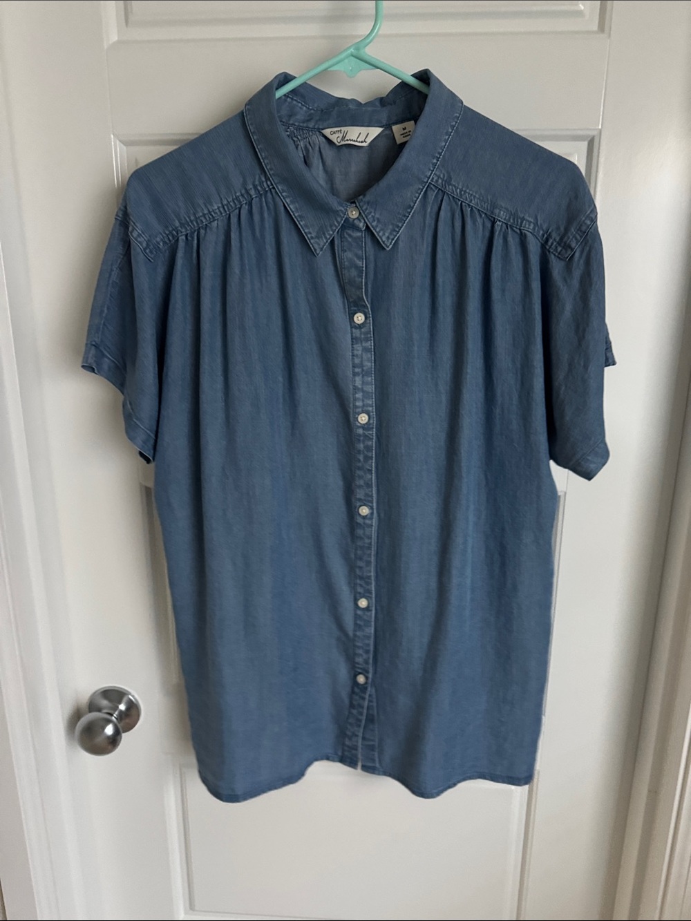 Blue Chambray Shirt with Point Collar